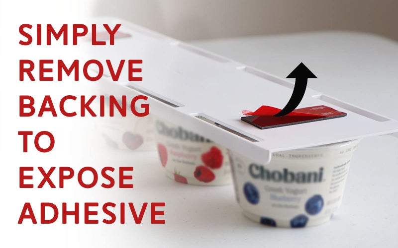 Storage Theory Yogurt Organizer for Fridge - Peel & Stick Fridge Storage Organizer - Holds up to 4 Wide-Mouth Vegan and Greek Yogurt Cups - White 1 Pack - Image 4